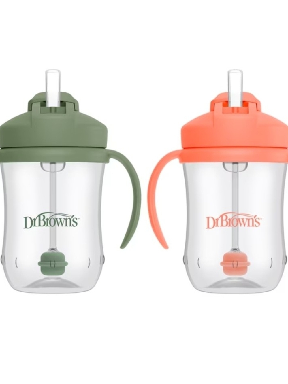 2-Pack Kids Straw Cups in Olive Green & Coral